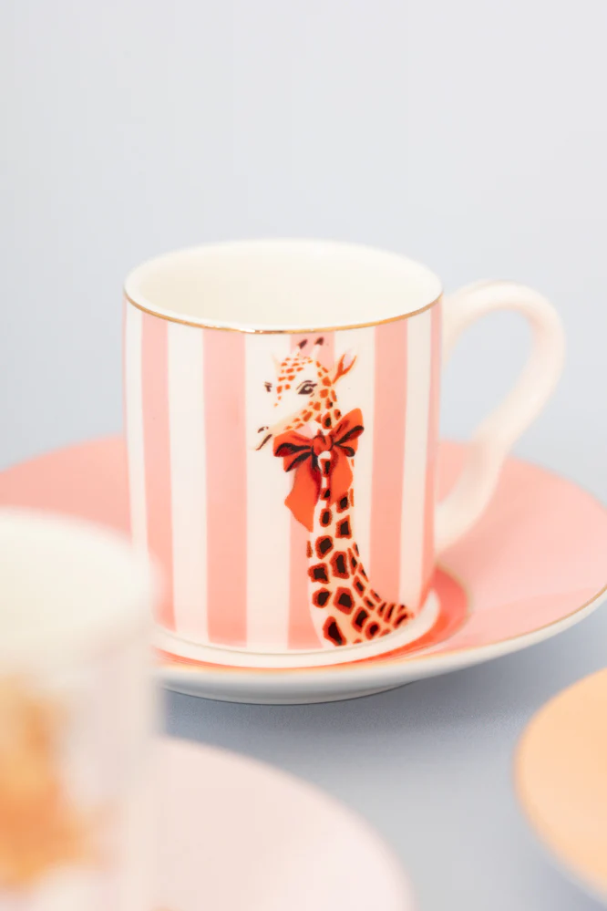 Yvonne Ellen Set 2 Tazzine Caffe’ Giraffa e Zebra