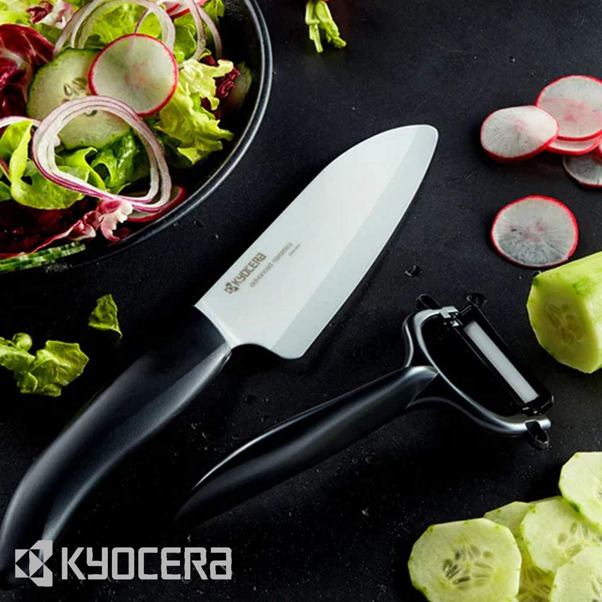 Set Santoku e Pela ortaggi Kyocera SETFK3WHBK - Image 4