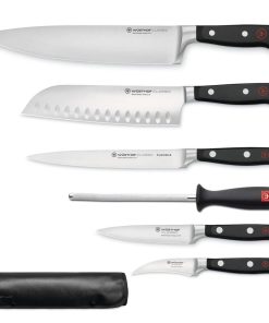 Set 5 coltelli Wusthof Classic + acciaino + rotolo portacoltelli Wusthof